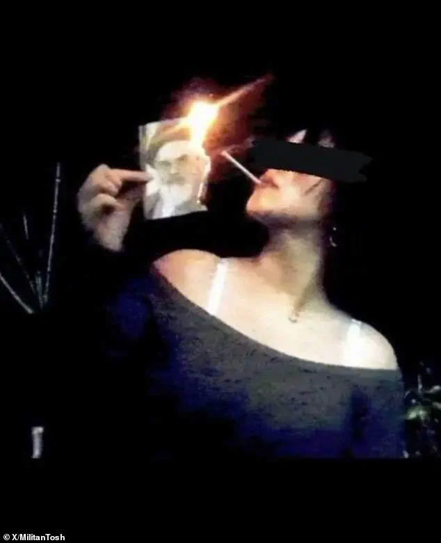 Iranian Women's Defiant Act of Burning Supreme Leader's Image Sparks Outrage and Admiration Amid Rising Resistance
