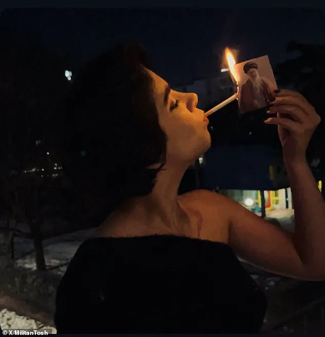 Iranian Women's Defiant Act of Burning Supreme Leader's Image Sparks Outrage and Admiration Amid Rising Resistance