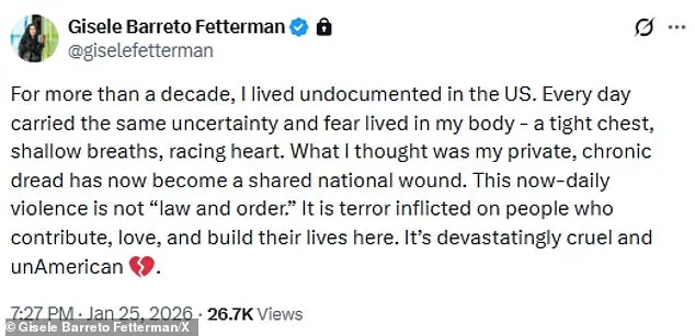 Exclusive: Gisele Fetterman's Defiance Against ICE as John Fetterman Remains Silent on Alex Pretti Shooting