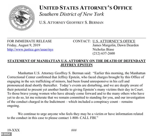 Conflicting Dates in Federal Document Spark Questions Over Epstein's Death and Prison Failures