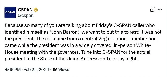 C-SPAN Clarifies 'John Barron' Call Amid Trump Impersonation Speculation